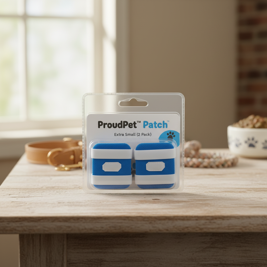 Extra Small ProudPet™ Patch (2 Pack) in a warm pet-friendly setting